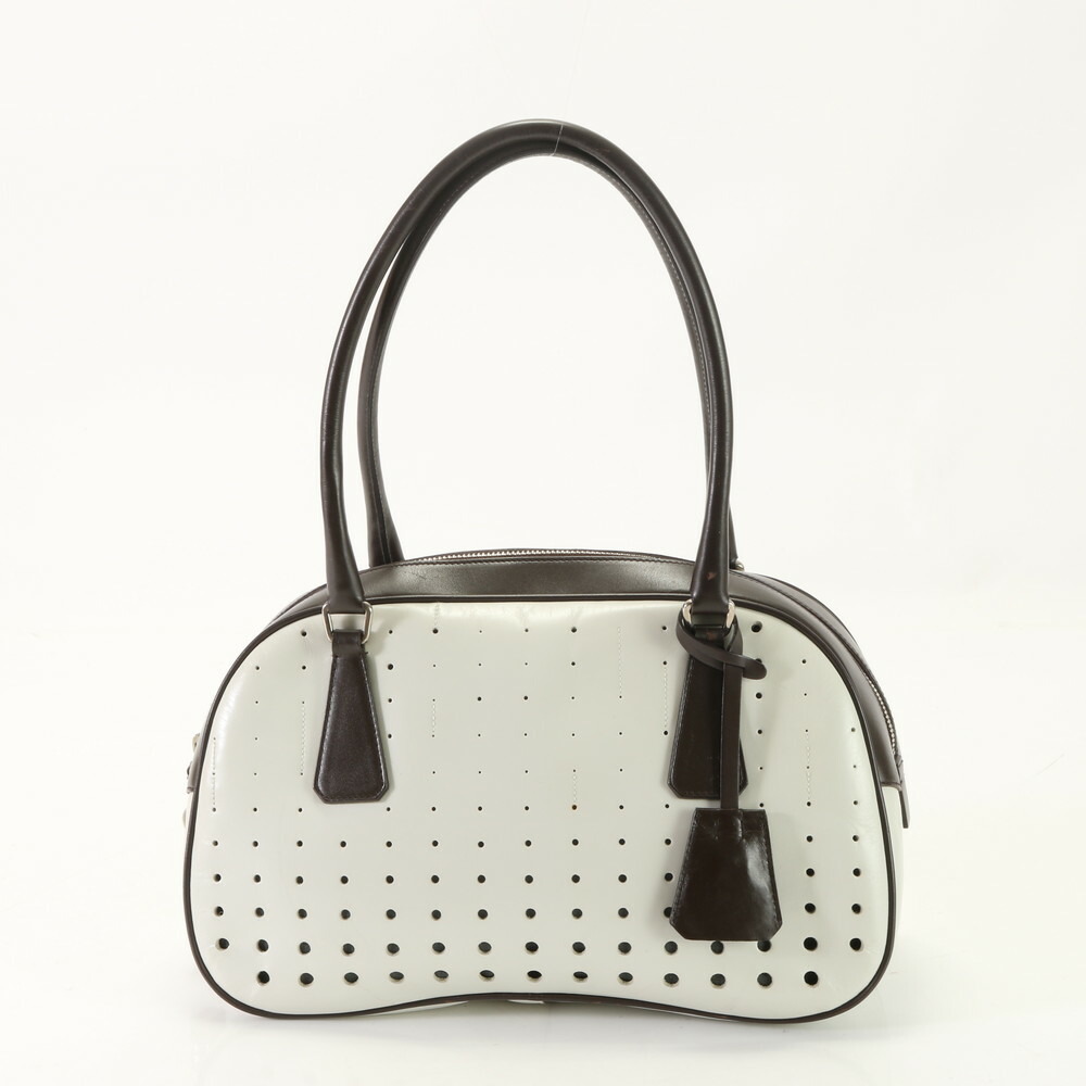 Prada Leather Bowling Punching Hand Tote Bag - Picture 2 of 15